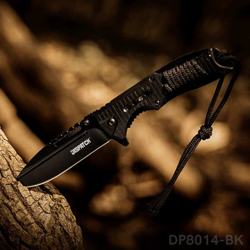 EDC Folding Pocket Uility Knife Spring Assisted Blade with Black Tie Rope - Dispatch Outdoor Life